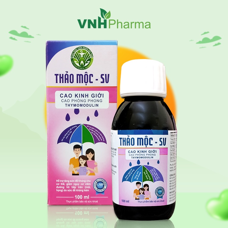 Siro Thảo Mộc SV Cao Kinh Giới – Giảm Ho, Tăng Sức Đề Kháng, Viêm Mũi Dị Ứng, Viêm Đường Hô Hấp 100ml
