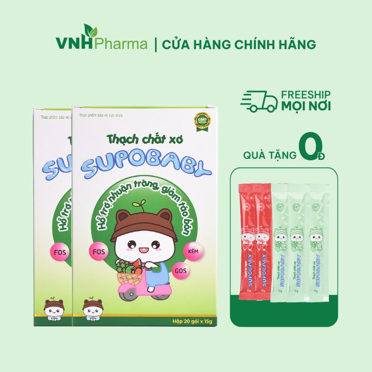 Combo 2 Hộp Thạch chất xơ SUPOBABY 5IN1 hỗ trợ nhuận tràng, giảm táo bón ở trẻ